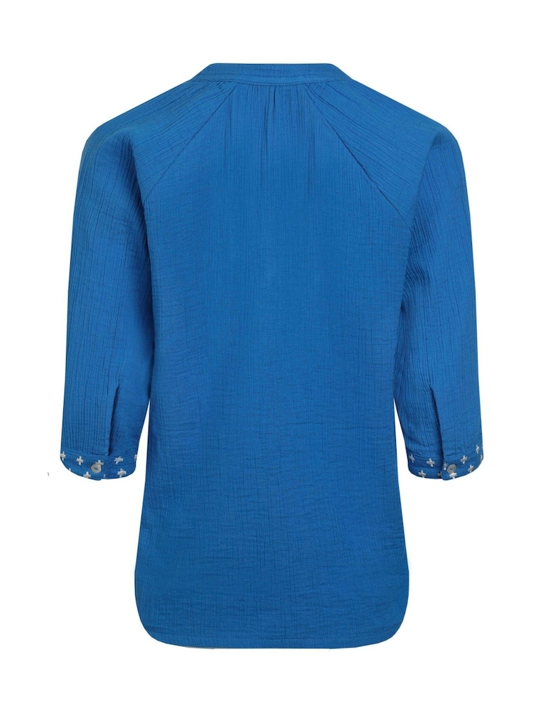 Weird Fish Blue Double Adalia Cotton Embroidered Cloth Blouse - Image 6 of 6