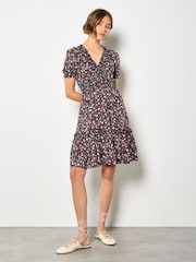 Apricot Pink Floral Print Blooms Ditsy Smock Dress - Image 2 of 4