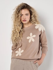 Apricot Natural Crochet Large Daisies Jumper - Image 1 of 4