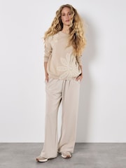 Apricot Natural Large Crochet Floral Print Jumper - Image 1 of 4