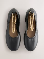 Black Forever Comfort® Soft Round Toe Ankle Charm Ballerinas - Image 6 of 9