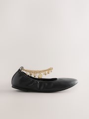 Black Forever Comfort® Soft Round Toe Ankle Charm Ballerinas - Image 7 of 9