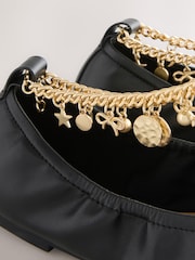 Black Forever Comfort® Soft Round Toe Ankle Charm Ballerinas - Image 8 of 9