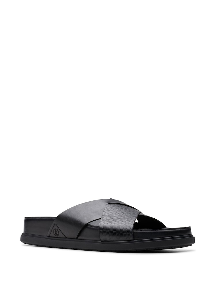 Clarks Black Leather Torford Cross Sandals - Image 1 of 7
