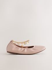 Blush Pink Forever Comfort® Soft Round Toe Ankle Charm Ballerinas - Image 3 of 5