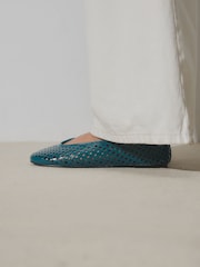 Teal Blue Forever Comfort® Lasercut Ballet Flats - Image 6 of 10