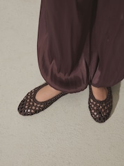 Chocolate Brown Forever Comfort® Satin Weave Ballet Flats - Image 2 of 10
