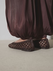 Chocolate Brown Forever Comfort® Satin Weave Ballet Flats - Image 5 of 10