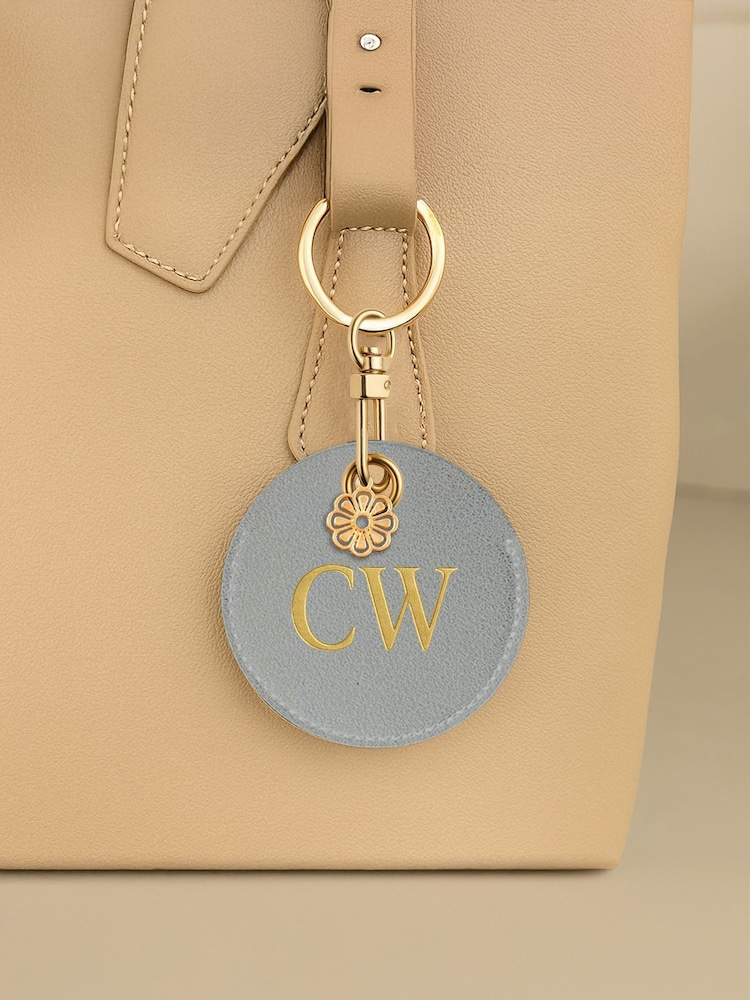 Jonnys Sister	Personalised Faux Leather Bag Accessory with Gold Tone Flower Charm - Image 1 of 1