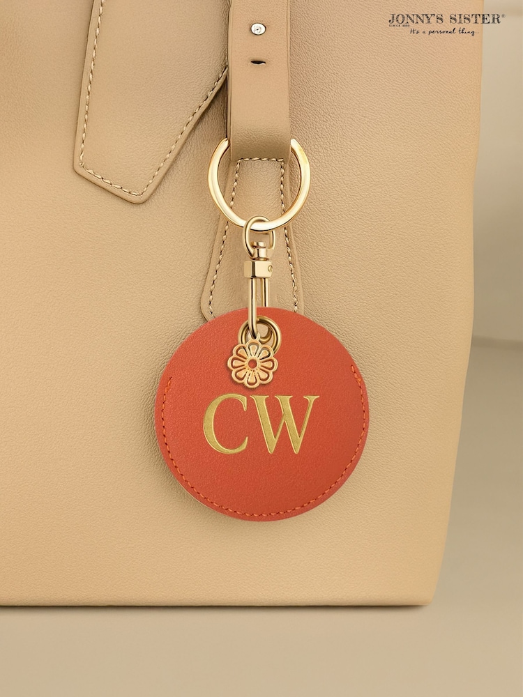 Jonnys Sister Personalised Faux Leather Bag Accessory with Gold Tone Flower Charm - Image 1 of 6 Jonnys Sister Personalised Faux Leather Bag Accessory with Gold Tone Flower Charm - Image 1 of 6