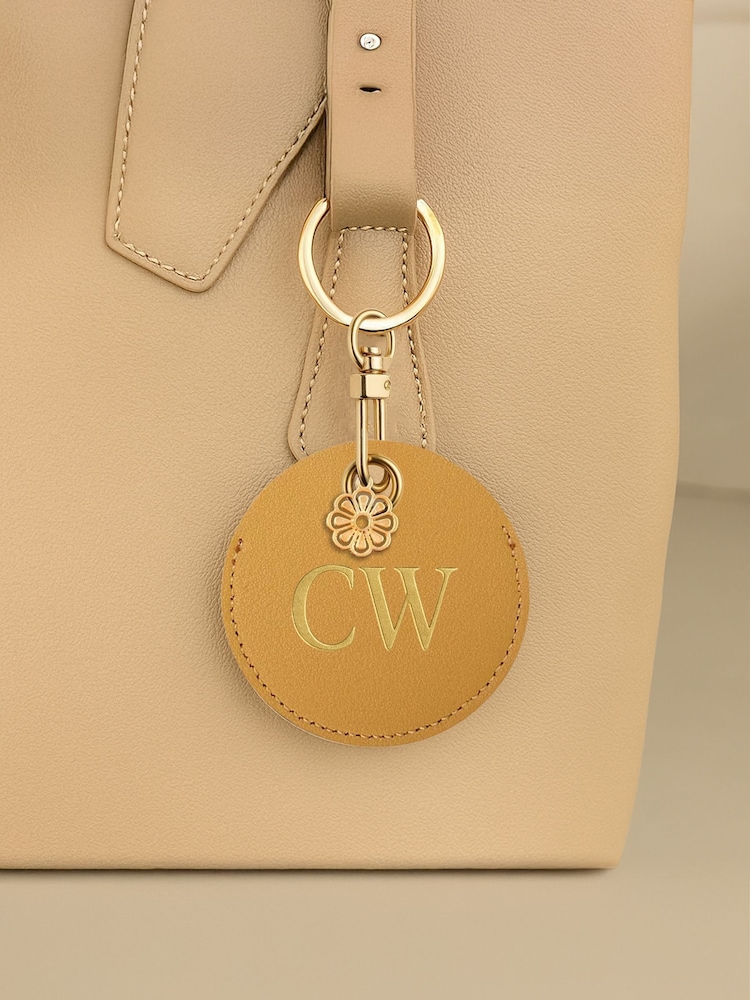Jonnys Sister Personalised Leather Bag Accessory with Gold Tone Flower Charm - Image 1 of 1