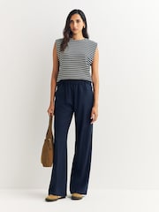 Weekend MaxMara Blue Mallo Tailored Wide Leg Trousers - Image 1 of 6