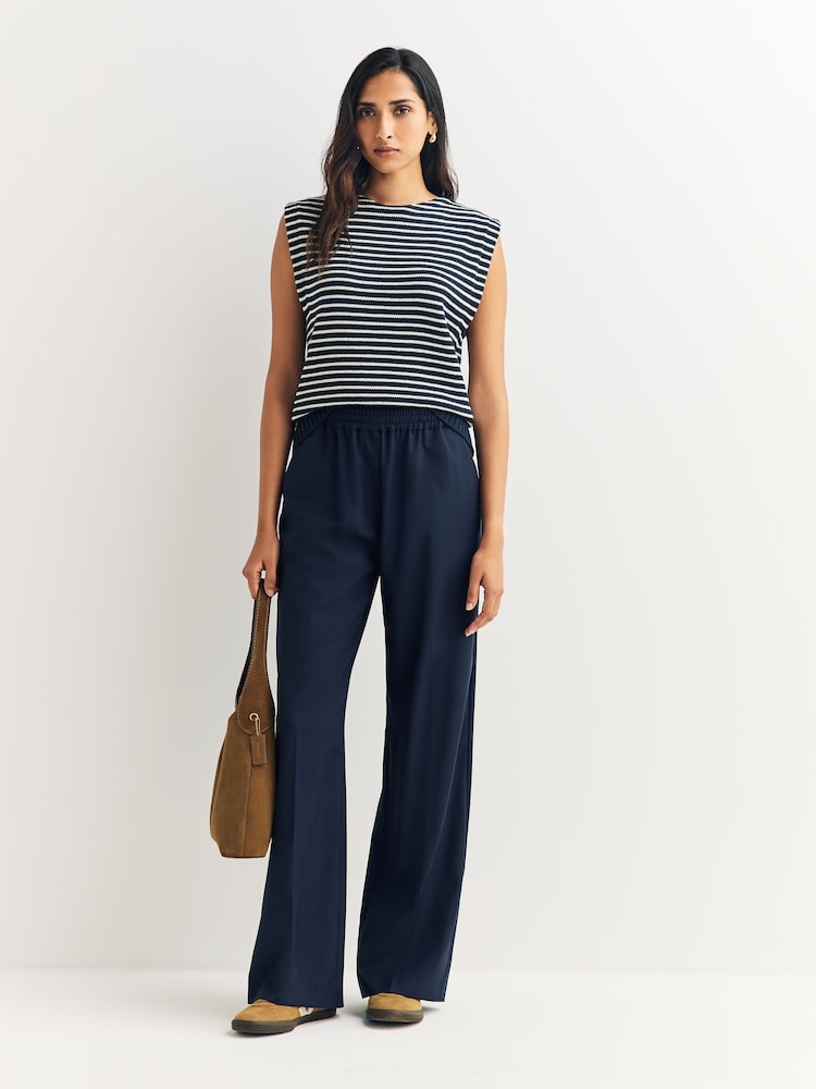 Weekend MaxMara Blue Mallo Tailored Wide Leg Trousers - Image 1 of 6