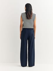 Weekend MaxMara Blue Mallo Tailored Wide Leg Trousers - Image 2 of 6
