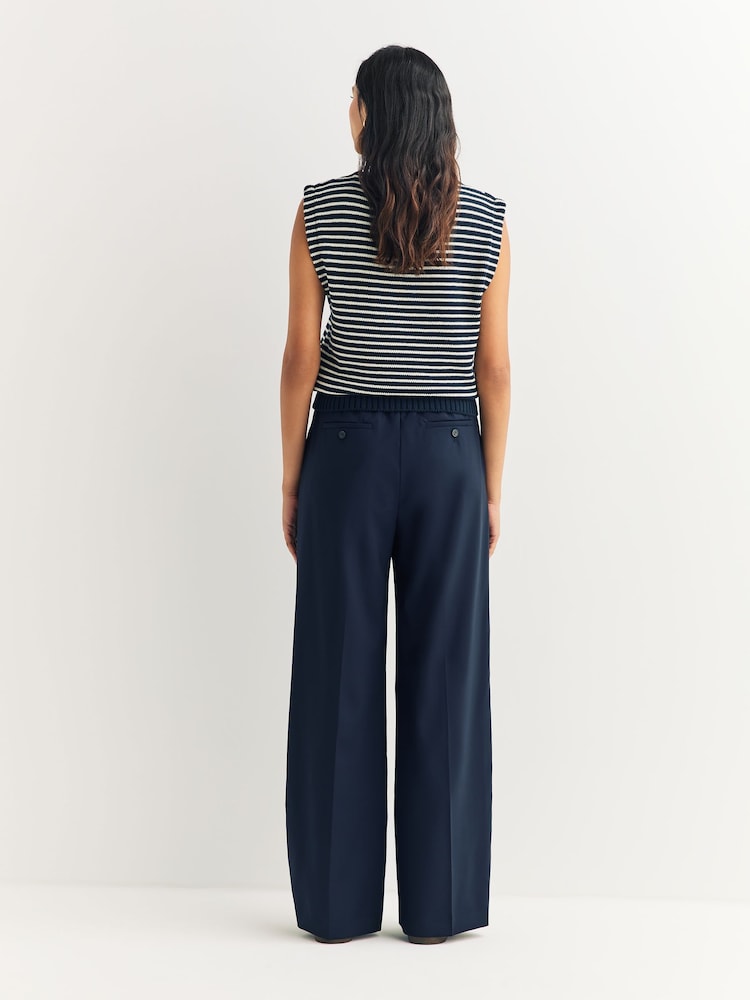 Weekend MaxMara Blue Mallo Tailored Wide Leg Trousers - Image 2 of 6