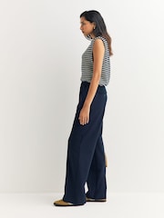 Weekend MaxMara Blue Mallo Tailored Wide Leg Trousers - Image 4 of 6