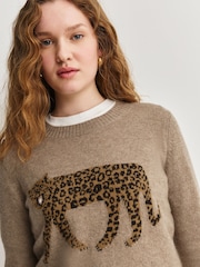 Weekend MaxMara Brown Cashmere Leopard Print Jumper - Image 6 of 11