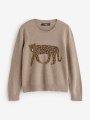 Weekend MaxMara Brown Cashmere Leopard Print Jumper - Image 7 of 11