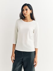 Weekend MaxMara White Multia Three Quarter Sleeve T-Shirt - Image 1 of 5