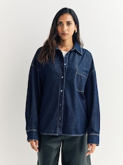 Weekend MaxMara Blue Foggia Dark Wash Denim Shirt - Image 1 of 6