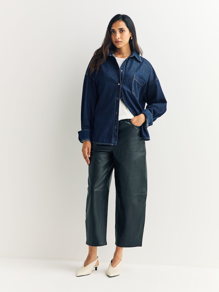 Weekend MaxMara Blue Foggia Dark Wash Denim Shirt - Image 2 of 6