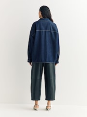 Weekend MaxMara Blue Foggia Dark Wash Denim Shirt - Image 4 of 6