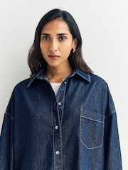 Weekend MaxMara Blue Foggia Dark Wash Denim Shirt - Image 6 of 6