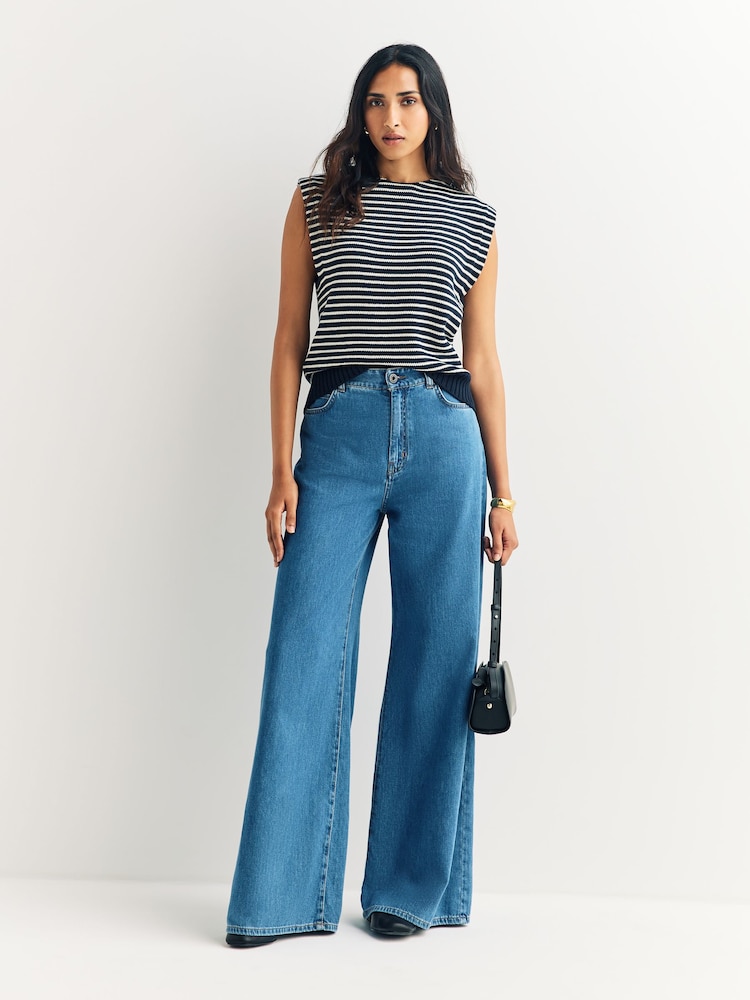 Weekend MaxMara Blue Vega Mid Wash Wide Leg Jeans - Image 1 of 6