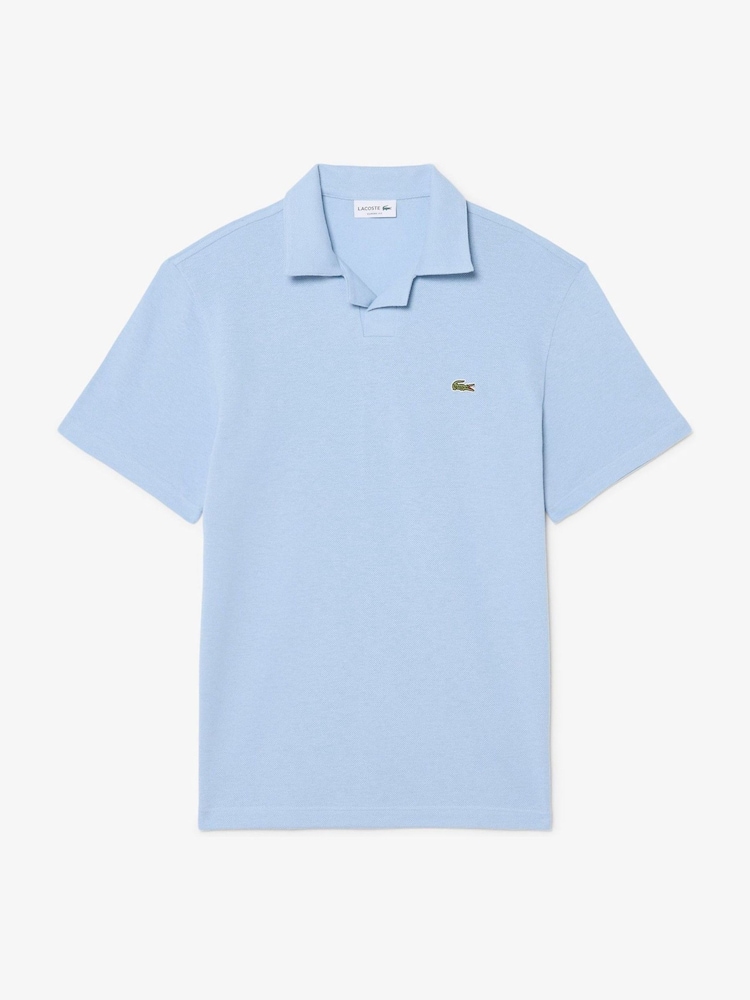 Lacoste Blue Classic Fit Open Neck Cotton Linen Blend Polo Shirt - Image 1 of 3