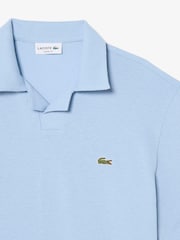Lacoste Blue Classic Fit Open Neck Cotton Linen Blend Polo Shirt - Image 6 of 7