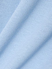 Lacoste Blue Classic Fit Open Neck Cotton Linen Blend Polo Shirt - Image 7 of 7