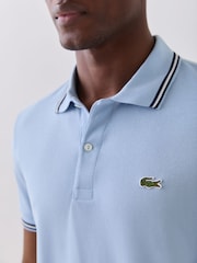 Lacoste Blue Regular Fit L.12.12 Stripe Collar Piqué Polo Shirts - Image 5 of 10