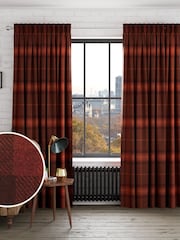 Orange Check Made to Measure Curtains - Image 1 of 9