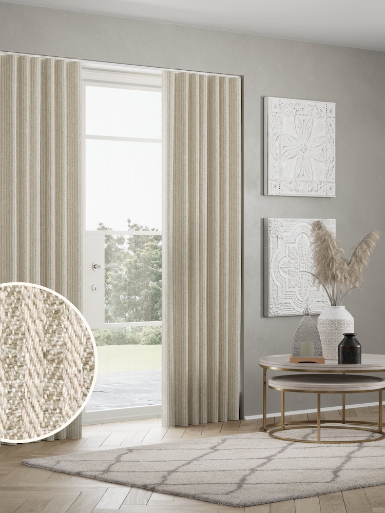 Natural Brushed Stripe Made to Measure Curtains - Image 1 of 9