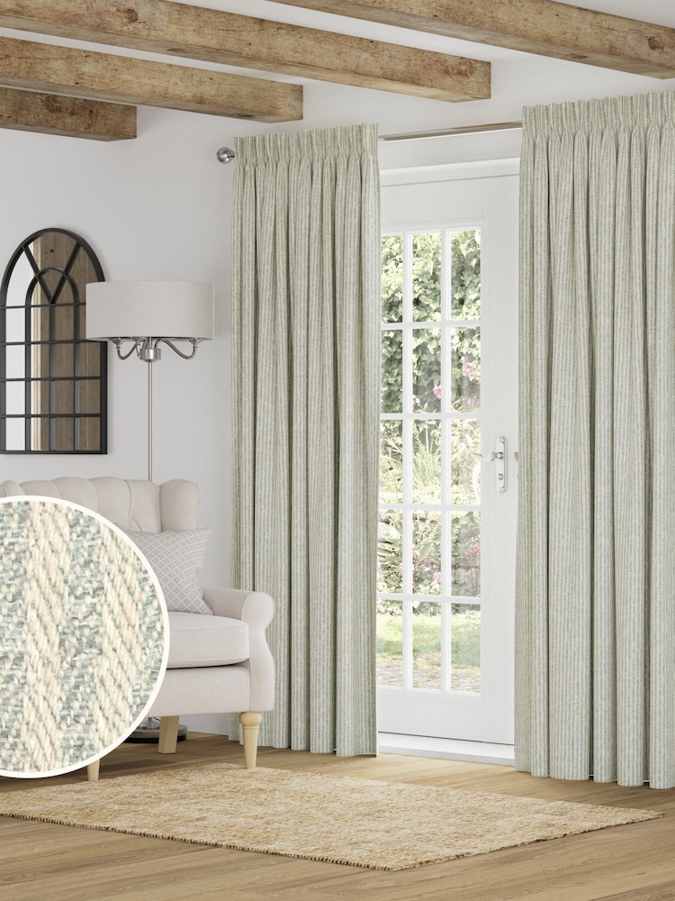 Natural Brushed Stripe Made to Measure Curtains - Image 1 of 9