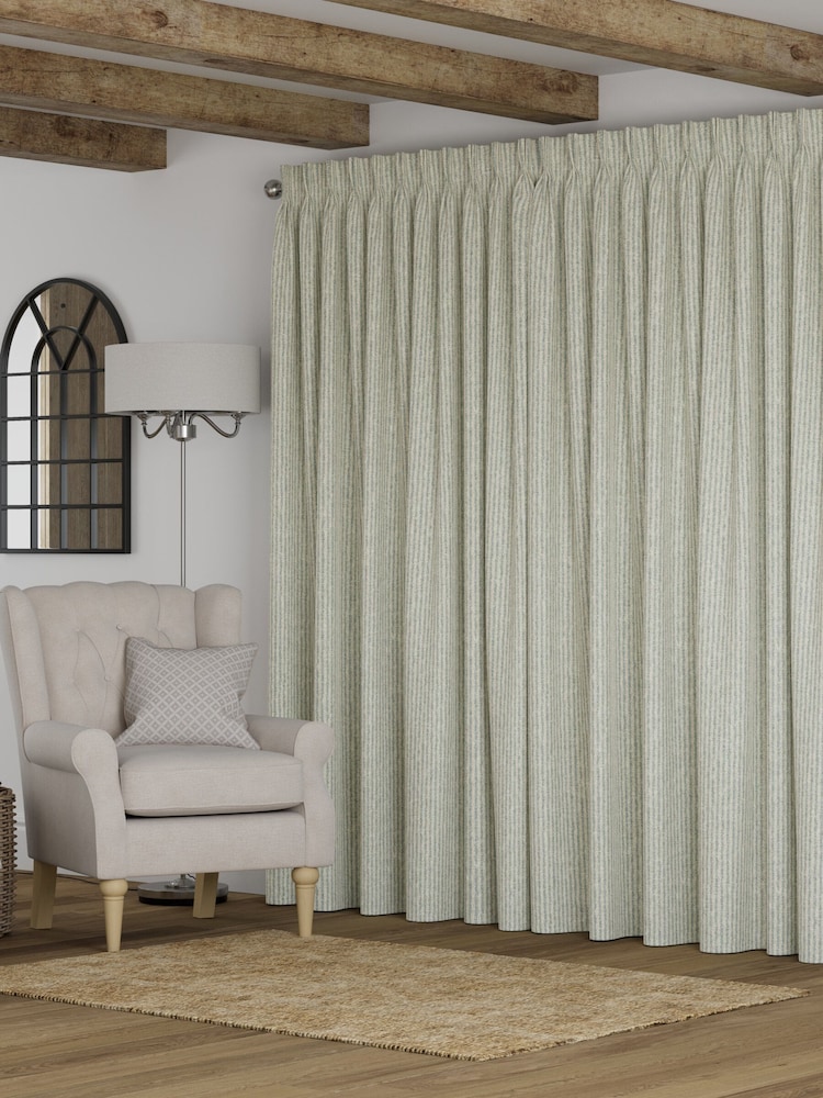 Natural Brushed Stripe Made to Measure Curtains - Image 2 of 9