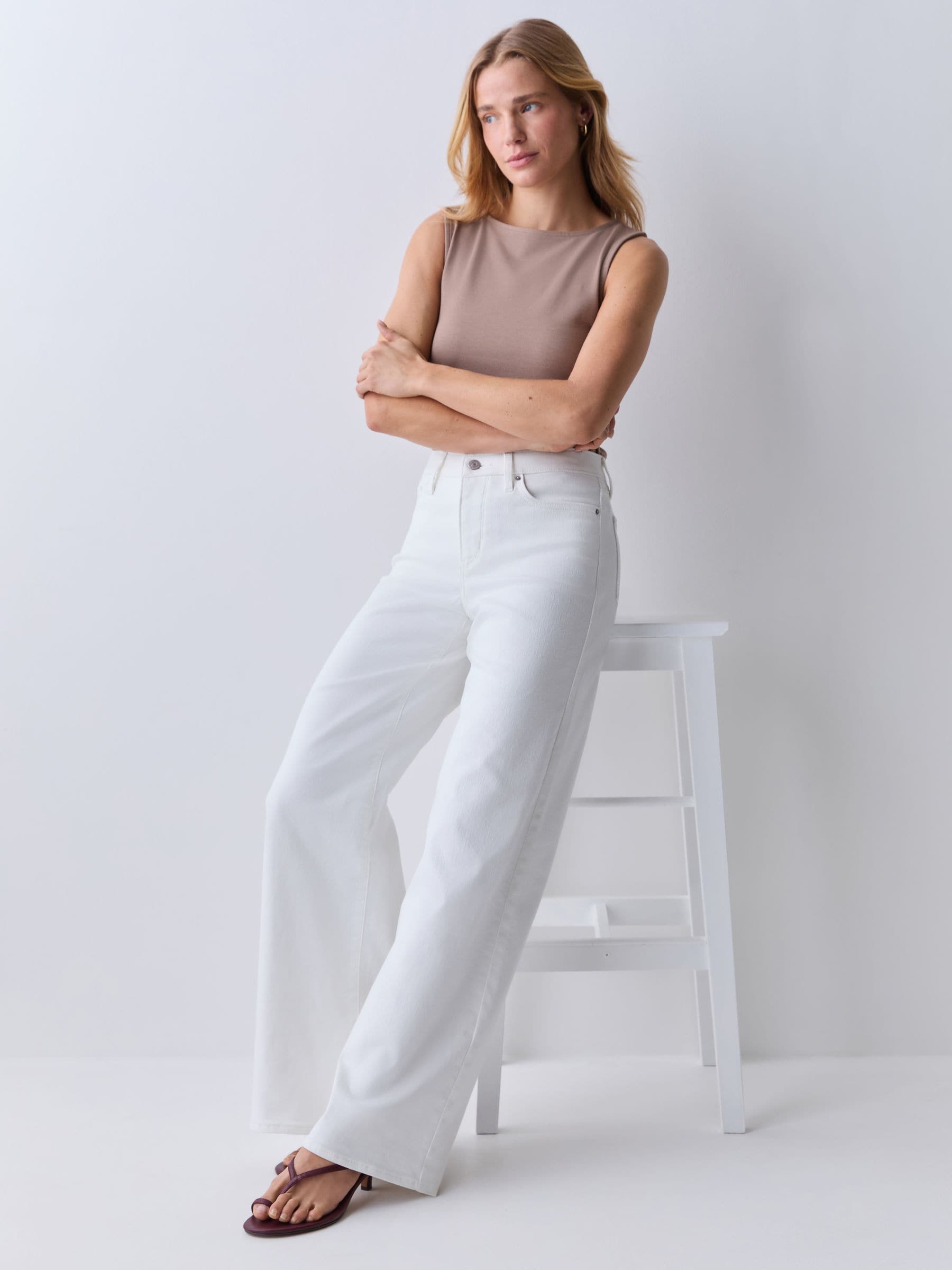 Buy Levi's® Soft Clean White 318 Shaping Mid Rise Wide Leg Jeans