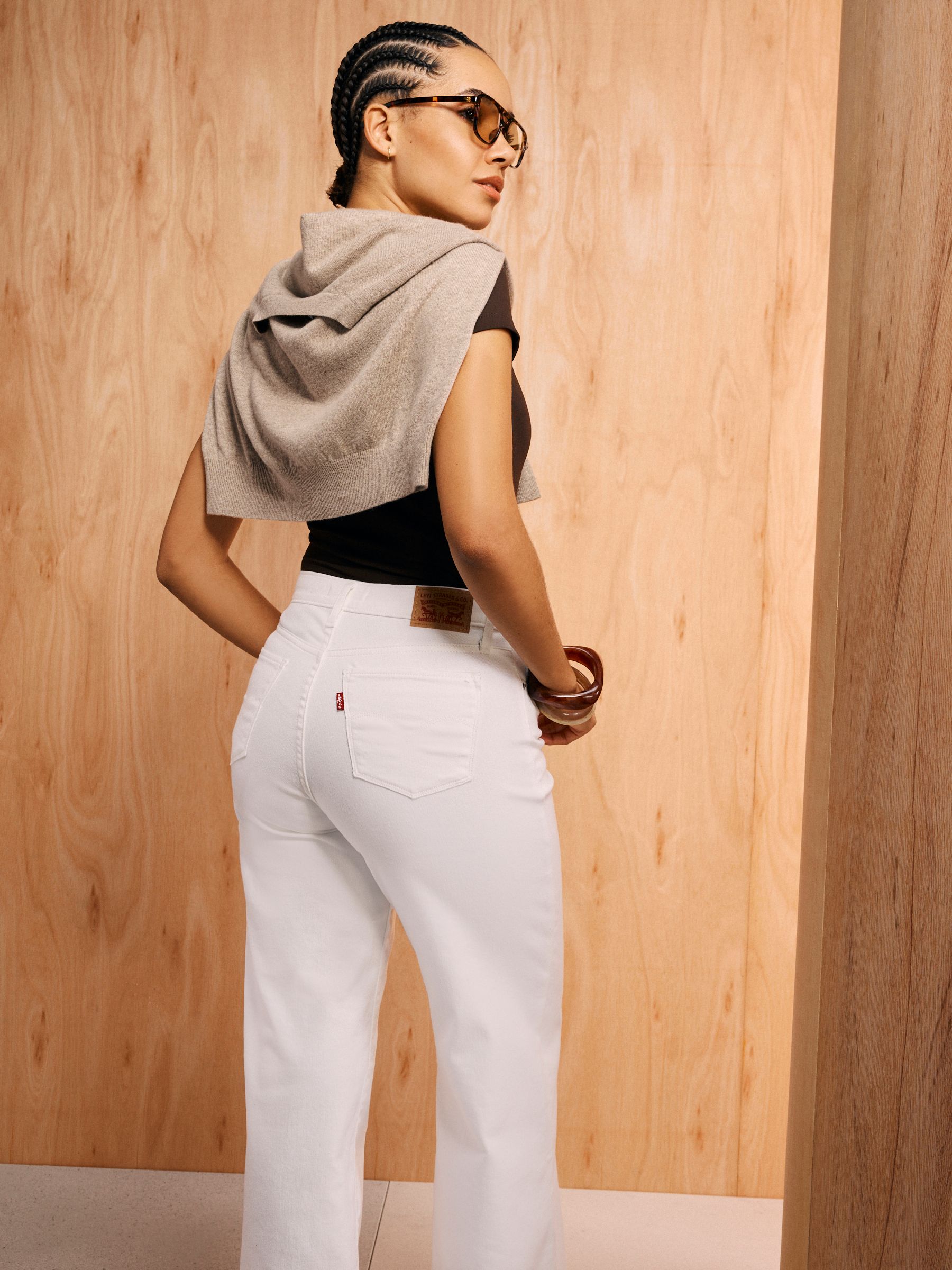 Buy Levi's® Soft Clean White 318 Shaping Mid Rise Wide Leg Jeans