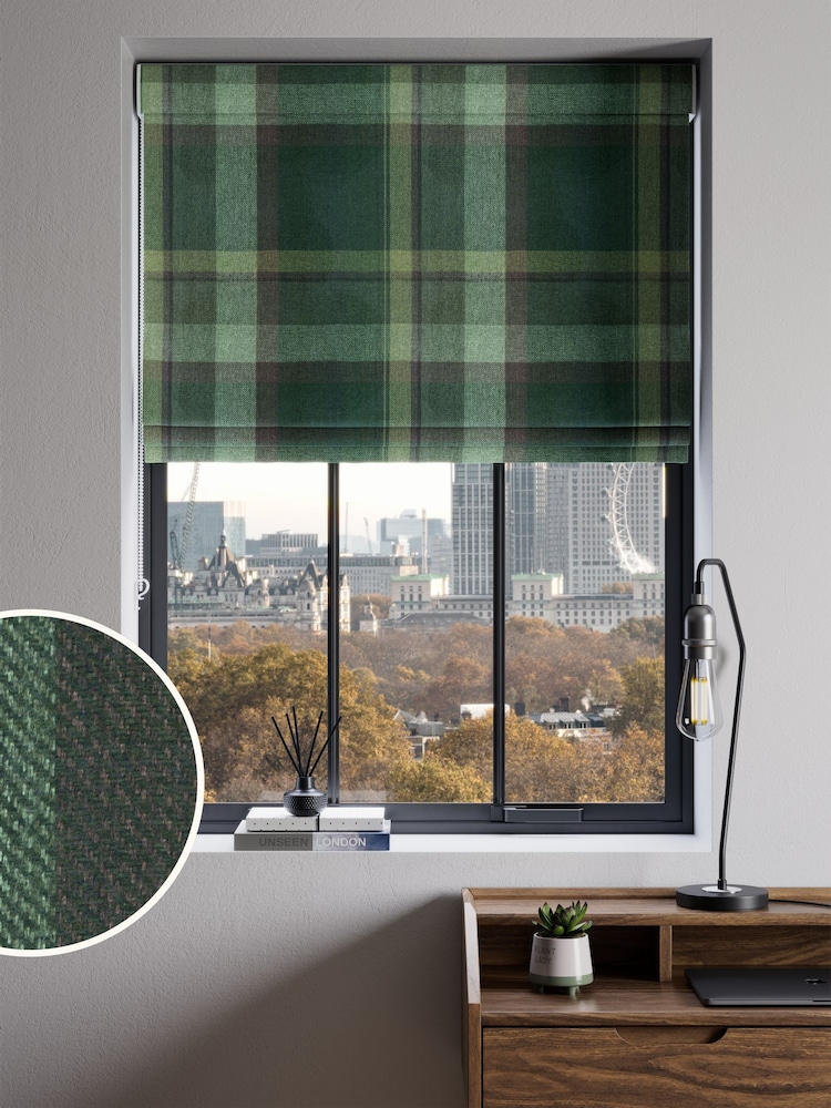 Green Check Made to Measure Roman Blinds - Image 1 of 6