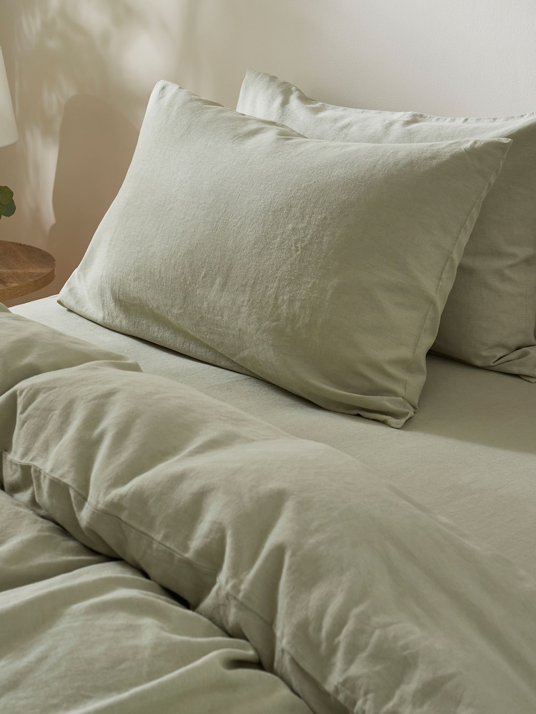 Martex Pistachio Green Touch Of Linen Pillowcases Pair - Image 2 of 8