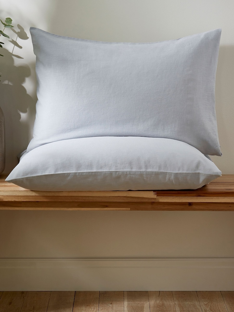 Martex Ice Blue Touch Of Linen Pillowcases Pair - Image 1 of 8