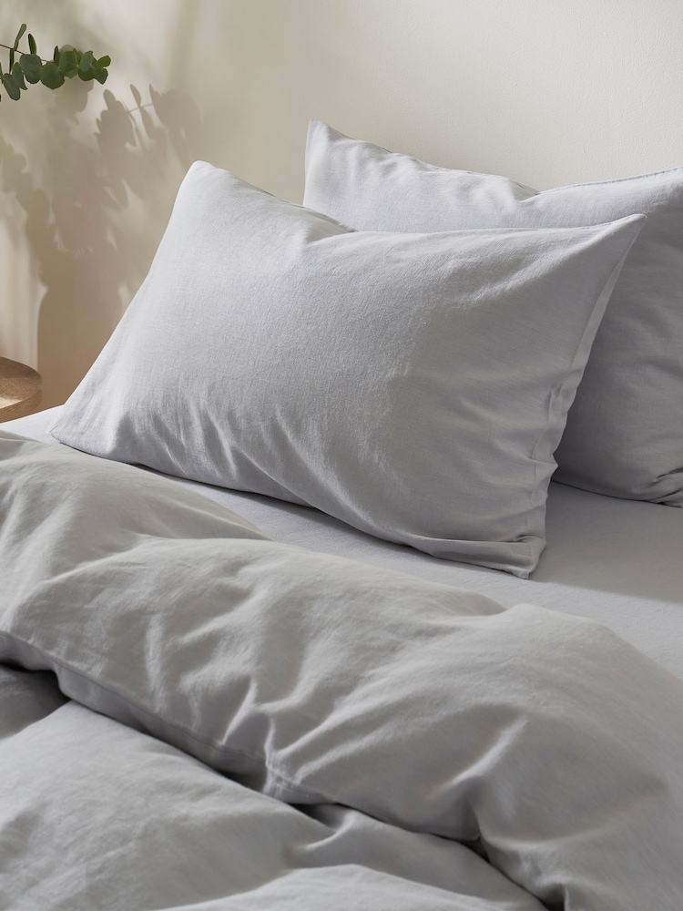 Martex Ice Blue Touch Of Linen Pillowcases Pair - Image 2 of 8