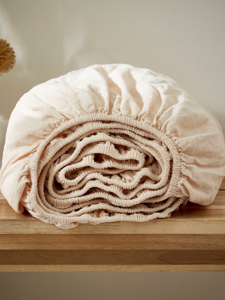 Martex Creamy Almond Touch of Linen Fitted Sheet - Image 2 of 6 Martex Creamy Almond Touch of Linen Fitted Sheet - Image 2 of 6