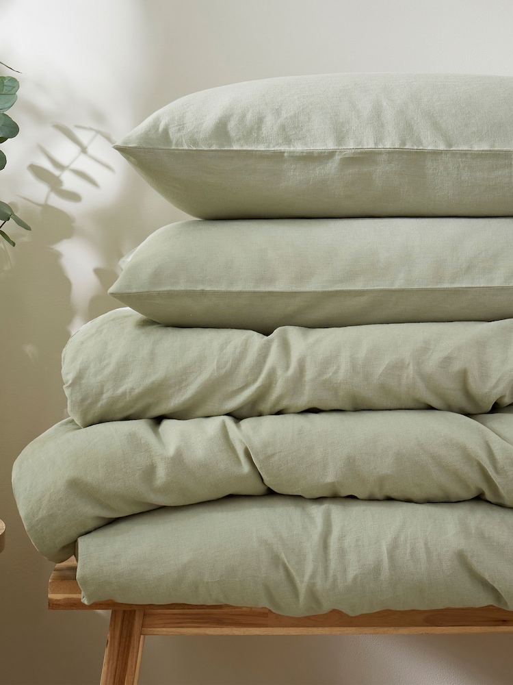 Martex Pistachio Green Touch of Linen Duvet Cover Set - Image 2 of 6
