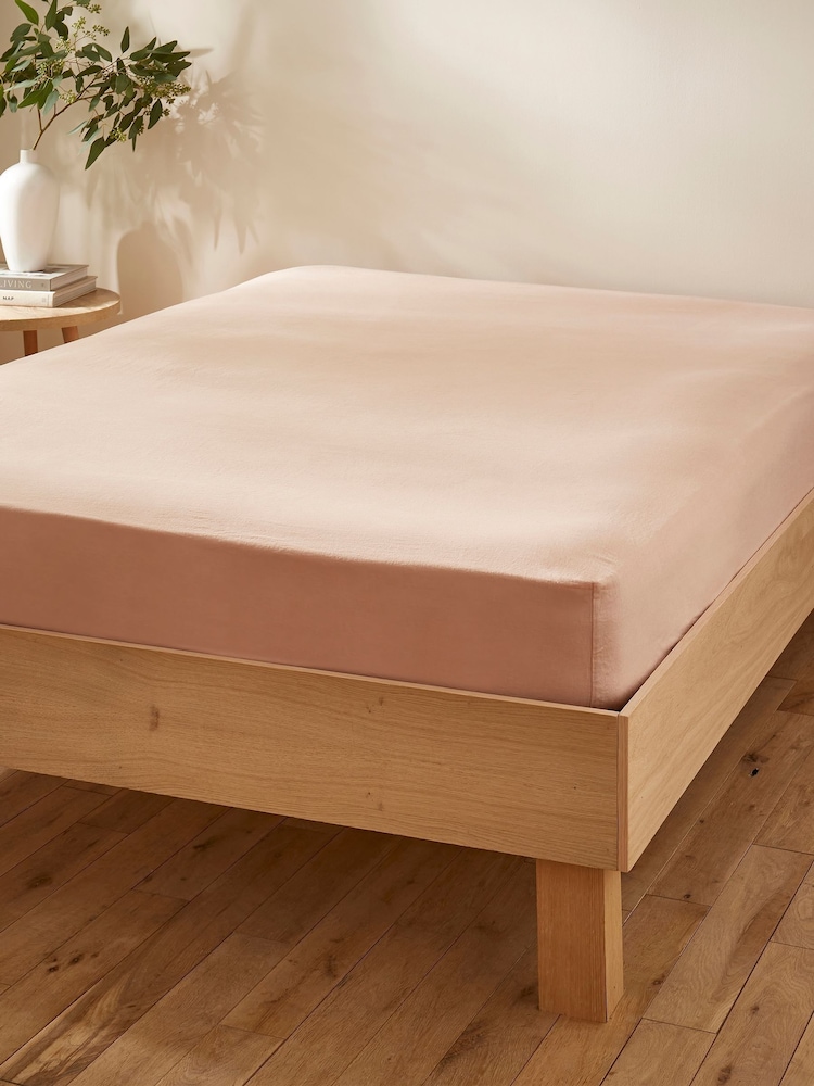 Martex Seashell Pink Touch of Linen Fitted Sheet - Image 1 of 6 Martex Seashell Pink Touch of Linen Fitted Sheet - Image 1 of 6