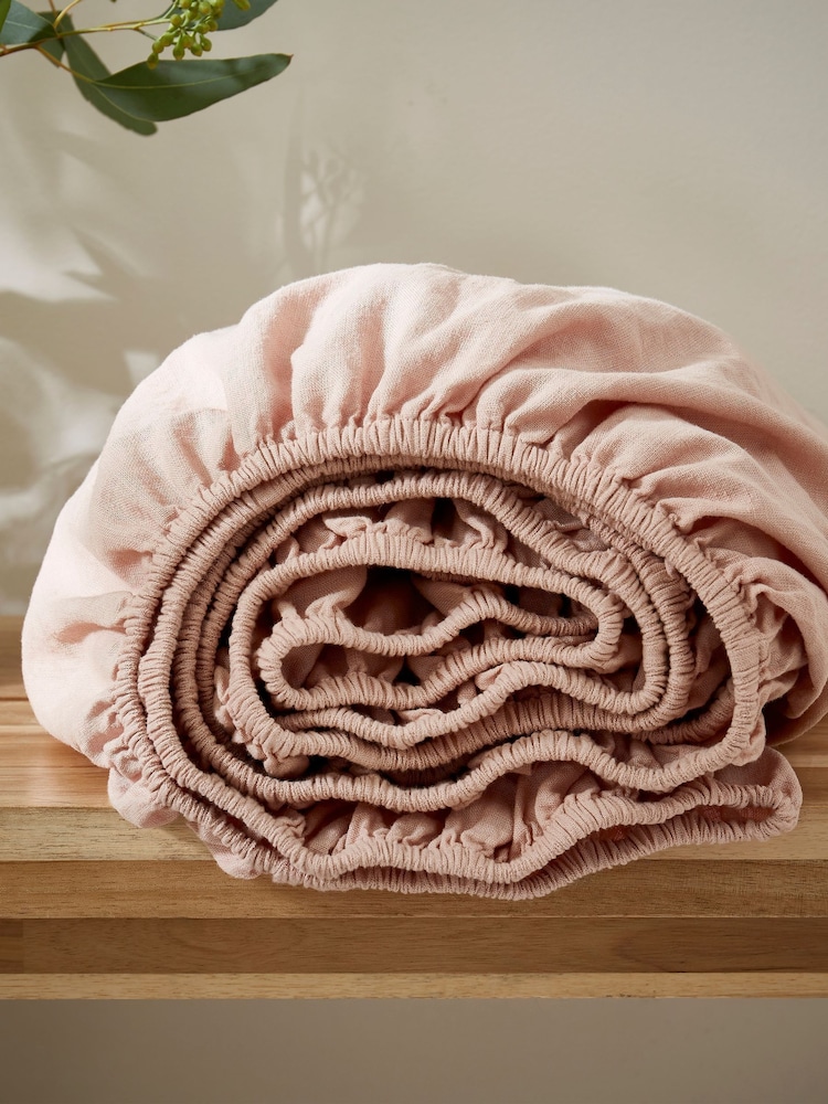 Martex Seashell Pink Touch of Linen Fitted Sheet - Image 2 of 6 Martex Seashell Pink Touch of Linen Fitted Sheet - Image 2 of 6