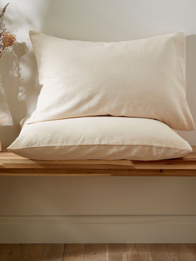 Martex Cream Almond Touch Of Linen Pillowcases Pair - Image 1 of 8