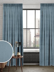 Blue Knit Made to Measure Curtains - Image 1 of 9