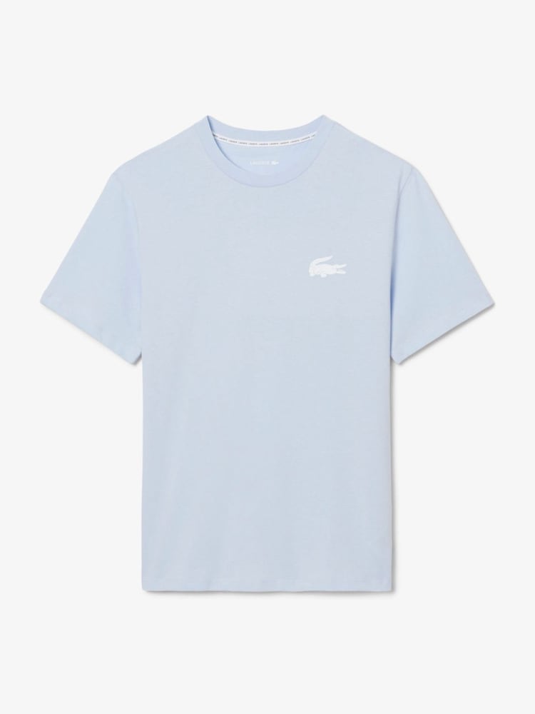 Lacoste Blue Crocodile Print Cotton Loungewear T-Shirt - Image 1 of 3