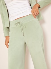 Mint Green Petite Velour Relaxed Wide Leg Jogger Trousers - Image 4 of 5